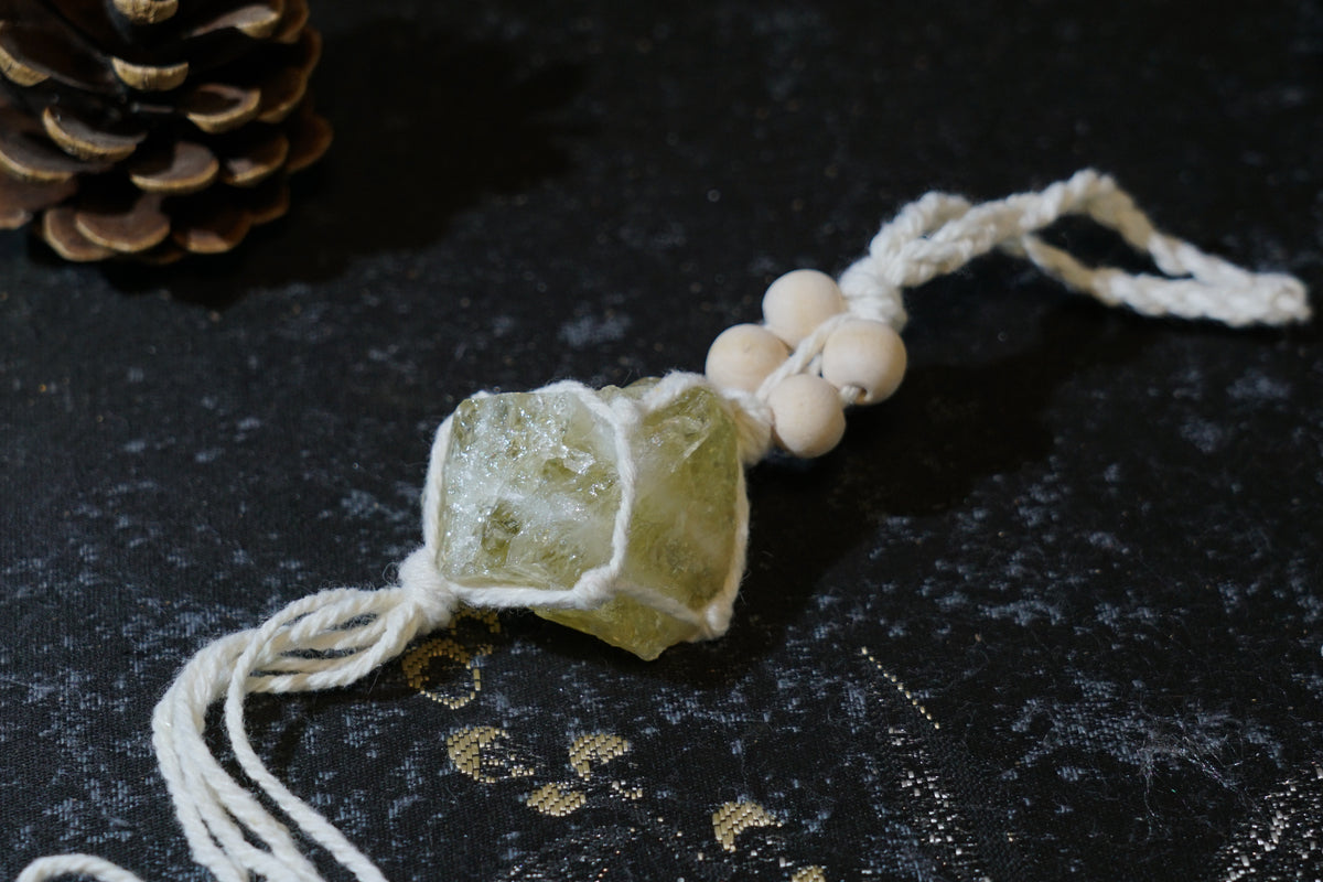Raw Citrine Hanging Decor – side view