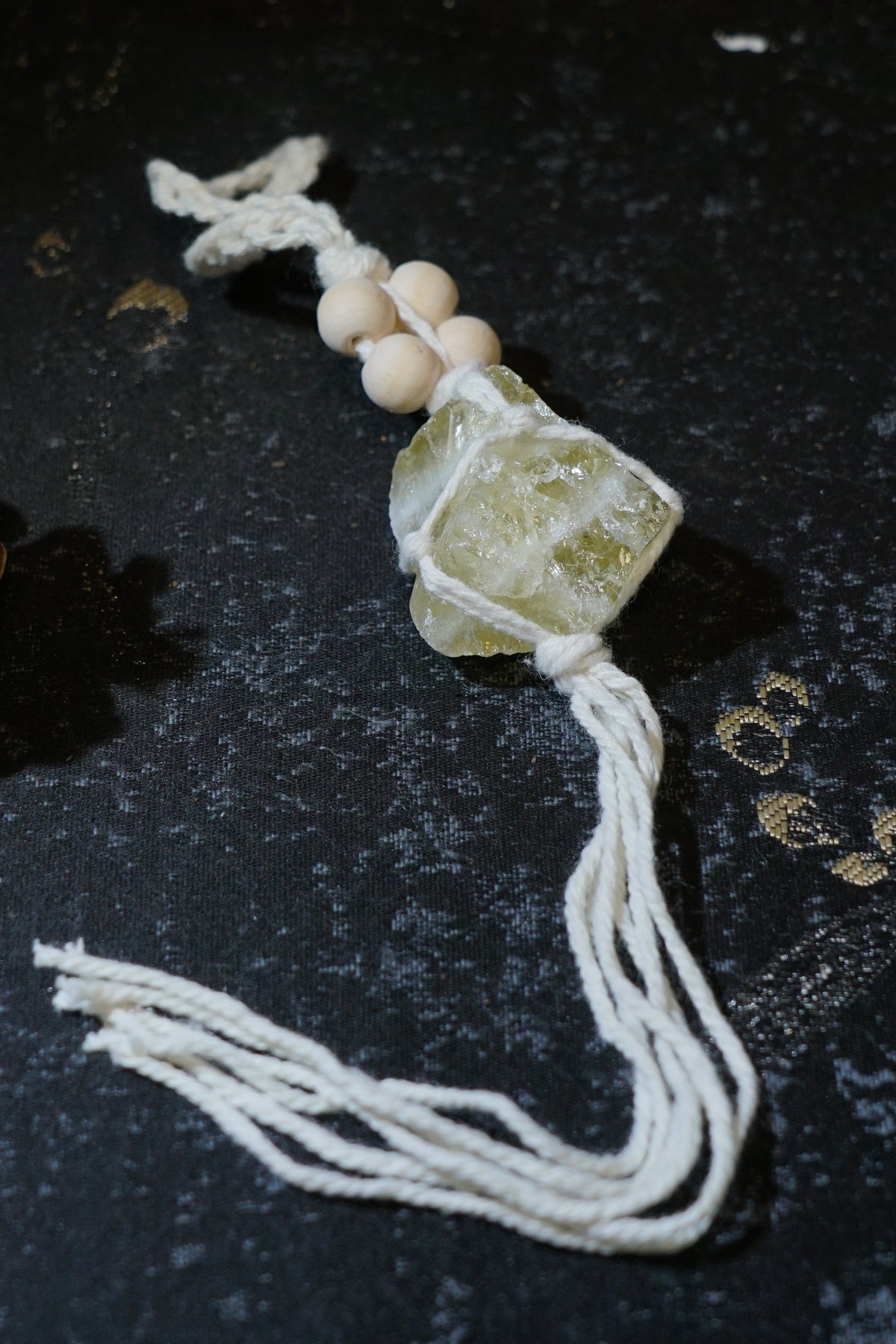 Raw Citrine Hanging Decor – back view