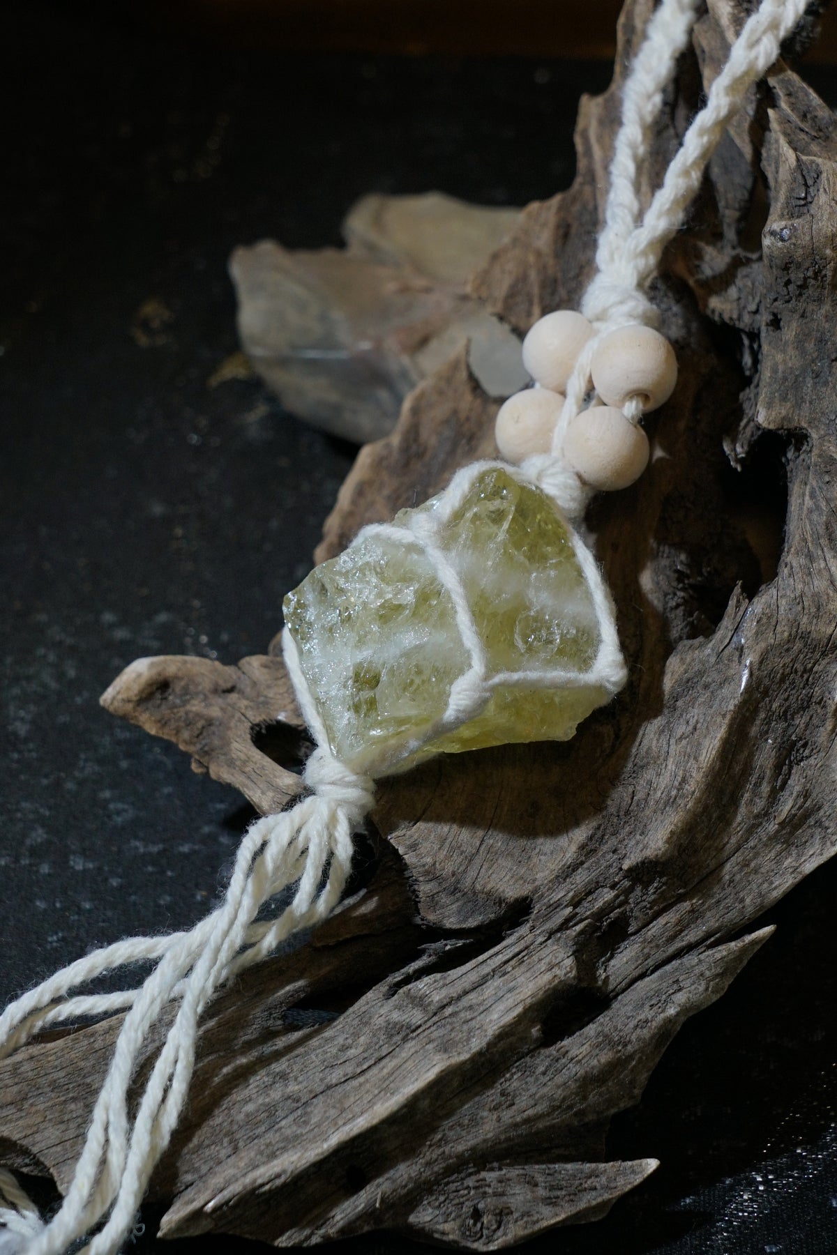Raw Citrine Hanging Decor – scale view