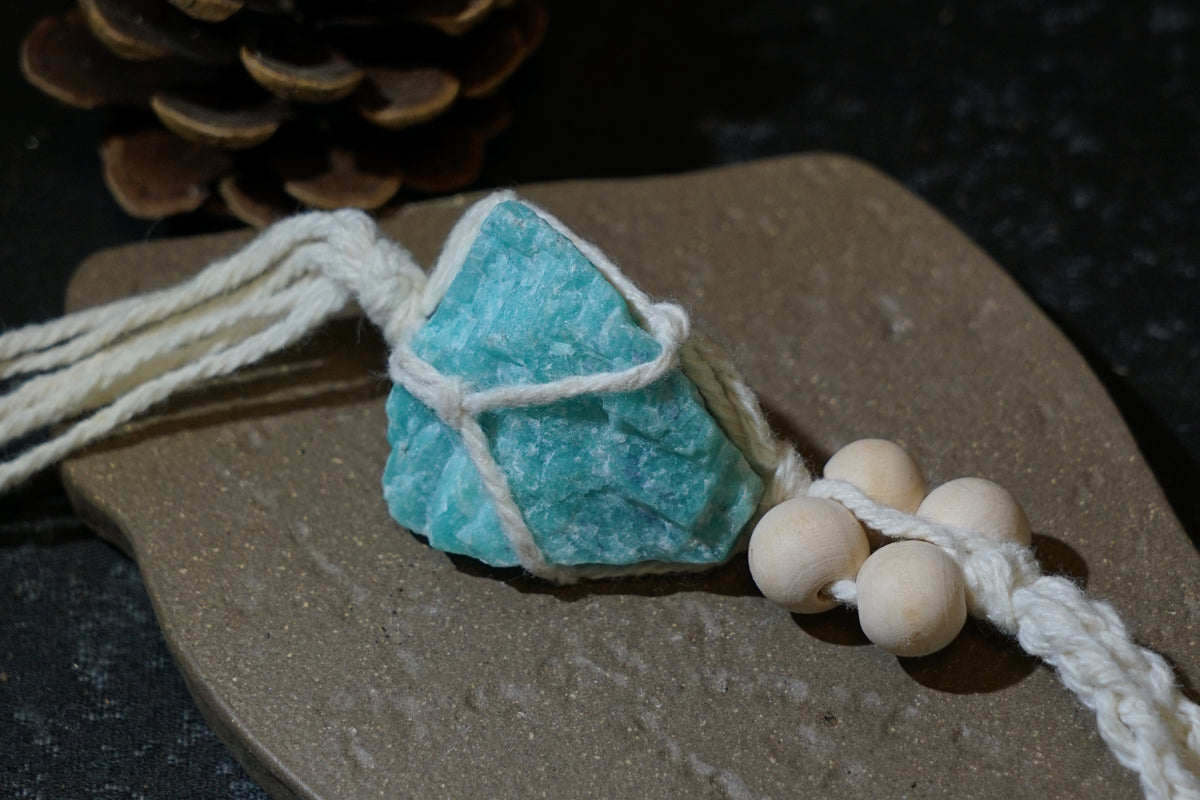 Raw Amazonite Hanging Decor | Natural Crystal Car & Home Ornament