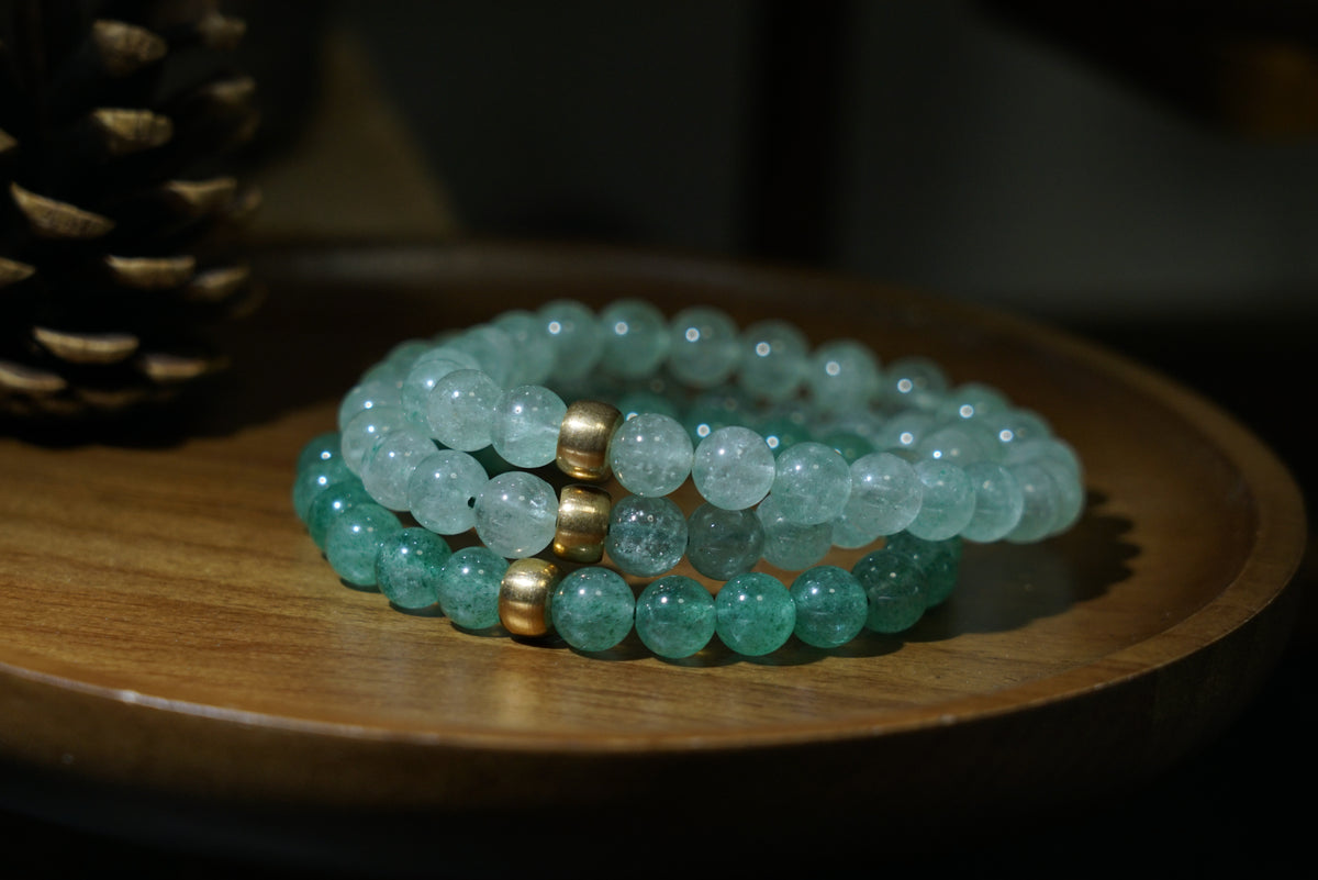 Green Strawberry Quartz Bracelet | 7.5mm Stretch Beads