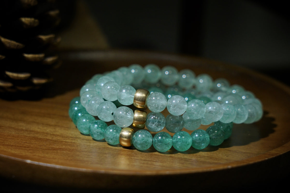 Green Strawberry Quartz Bracelet | 7.5mm Stretch Beads