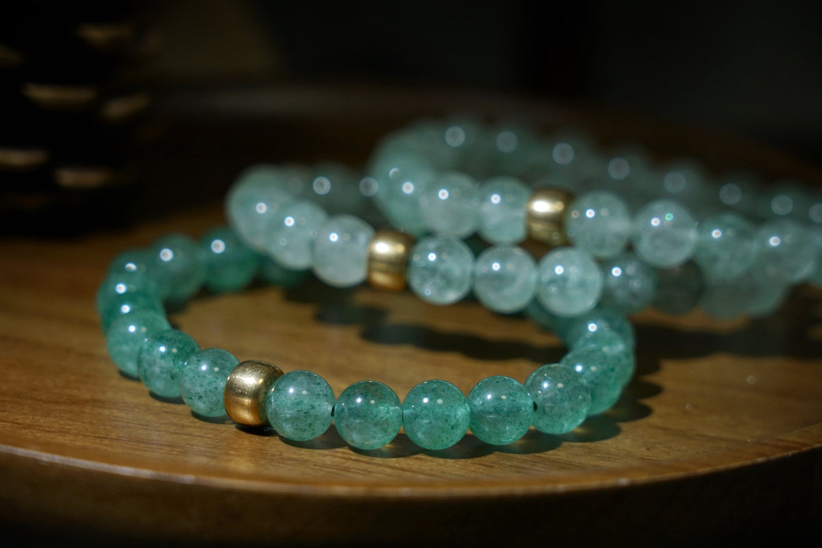 Green Strawberry Quartz Bracelet | 7.5mm Stretch Beads