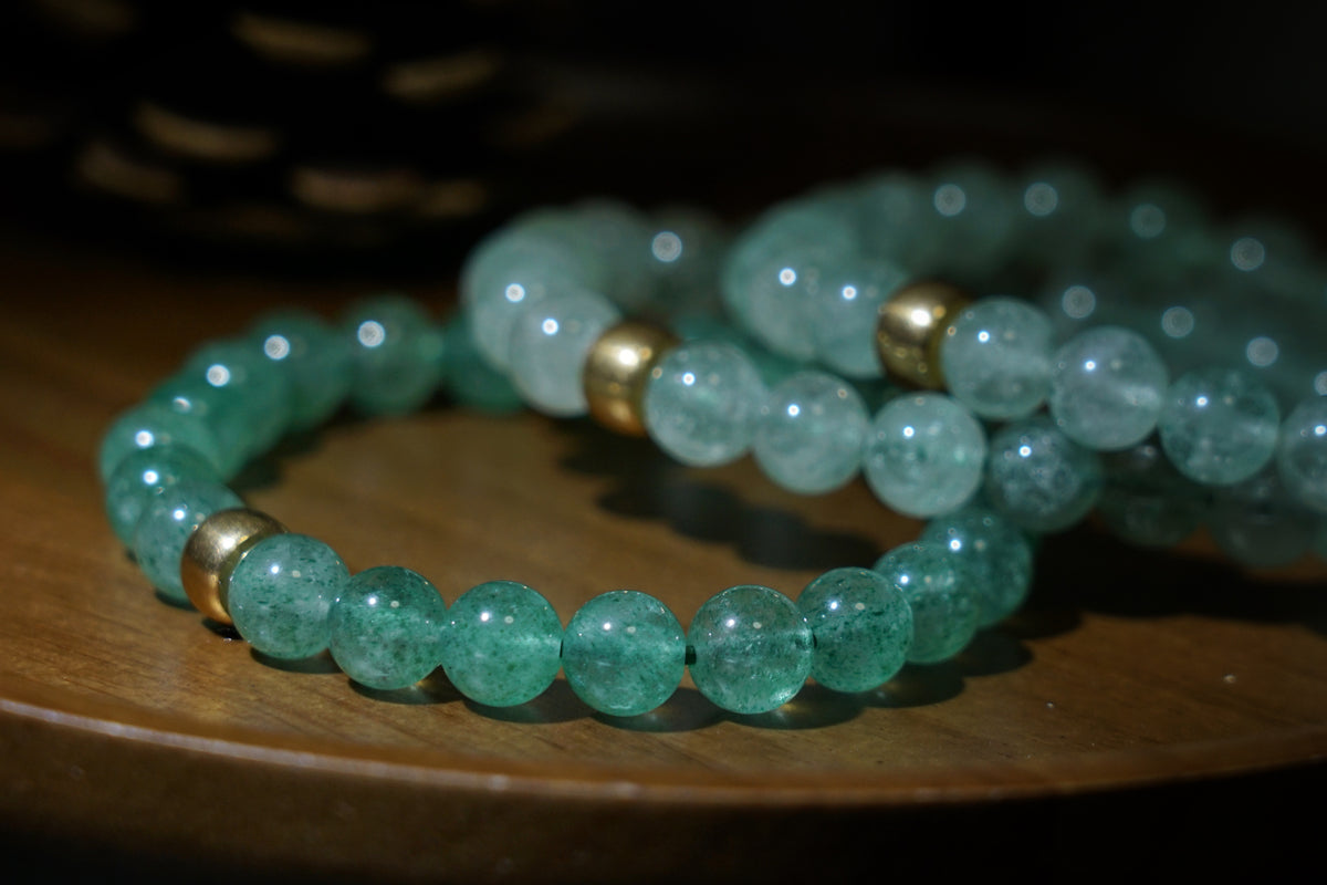 Green Strawberry Quartz Bracelet | 7.5mm Stretch Beads