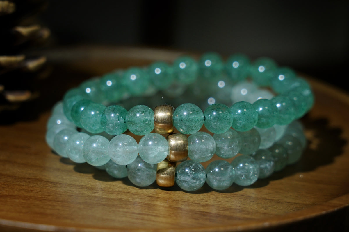Green Strawberry Quartz Bracelet | 7.5mm Stretch Beads