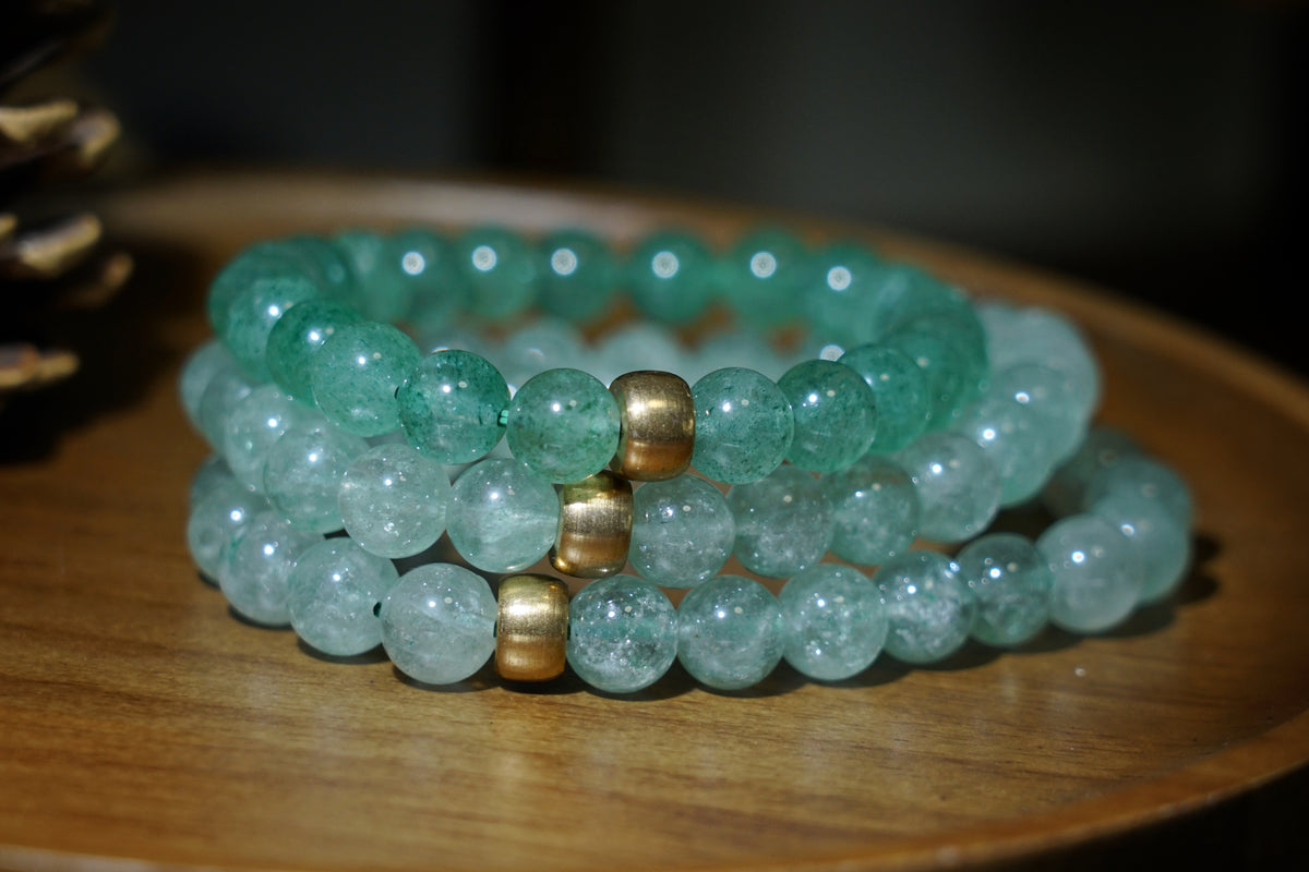 Green Strawberry Quartz Bracelet | 7.5mm Stretch Beads