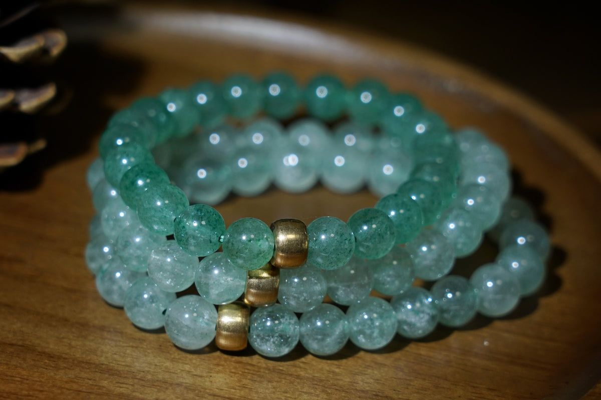 Green Strawberry Quartz Bracelet | 7.5mm Stretch Beads