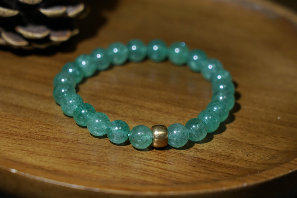 Green Strawberry Quartz Bracelet | 7.5mm Stretch Beads