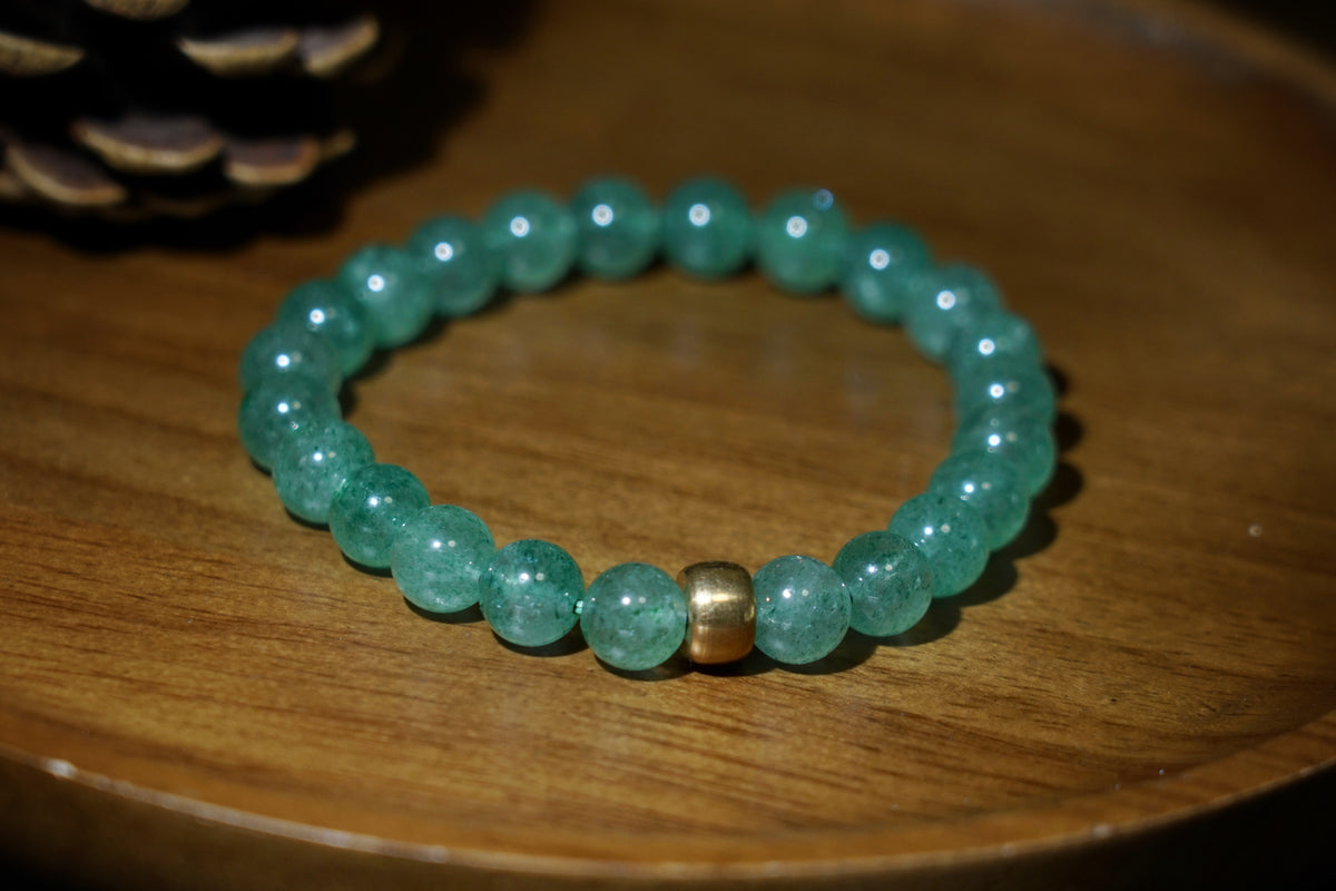 Green Strawberry Quartz Bracelet | 7.5mm Stretch Beads