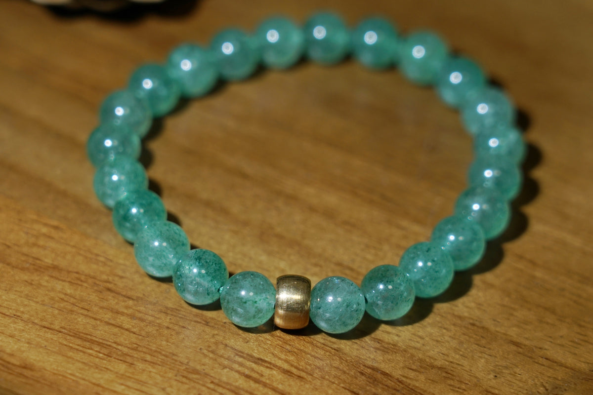 Green Strawberry Quartz Bracelet | 7.5mm Stretch Beads
