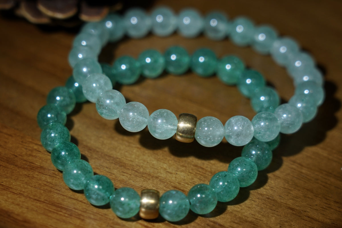 Green Strawberry Quartz Bracelet | 7.5mm Stretch Beads
