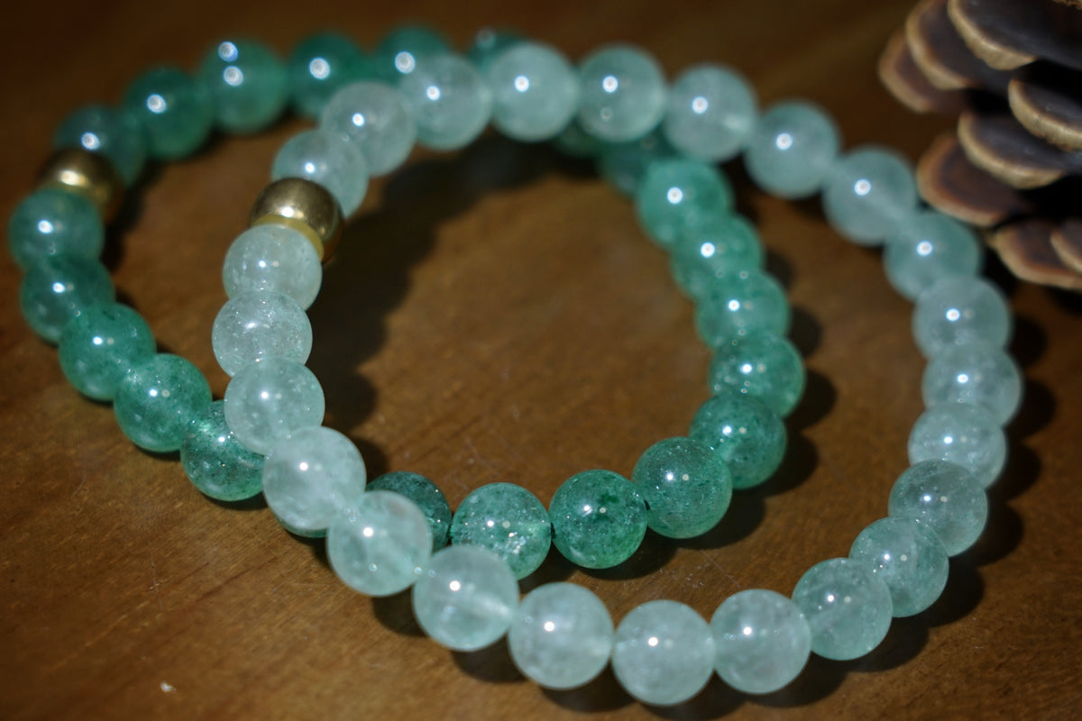 Green Strawberry Quartz Bracelet | 7.5mm Stretch Beads