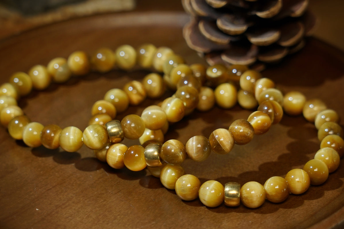 Golden Tiger’s Eye Bracelet – Natural 7.5mm Stretch Beads product photo 3