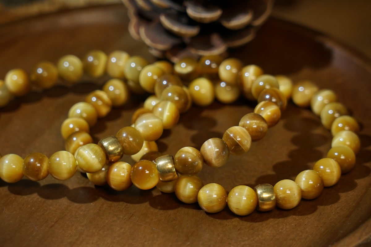 Golden Tiger’s Eye Bracelet – Natural 7.5mm Stretch Beads product photo 4