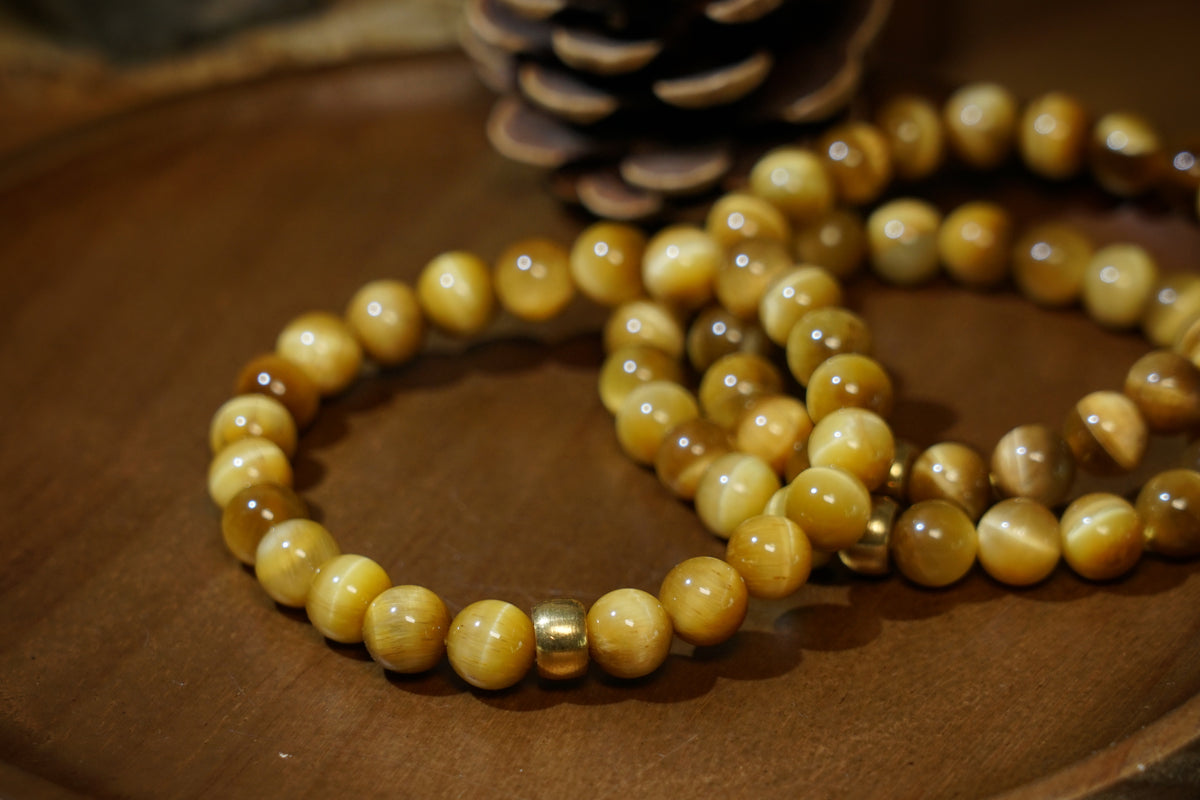 Golden Tiger’s Eye Bracelet – Natural 7.5mm Stretch Beads product photo 5