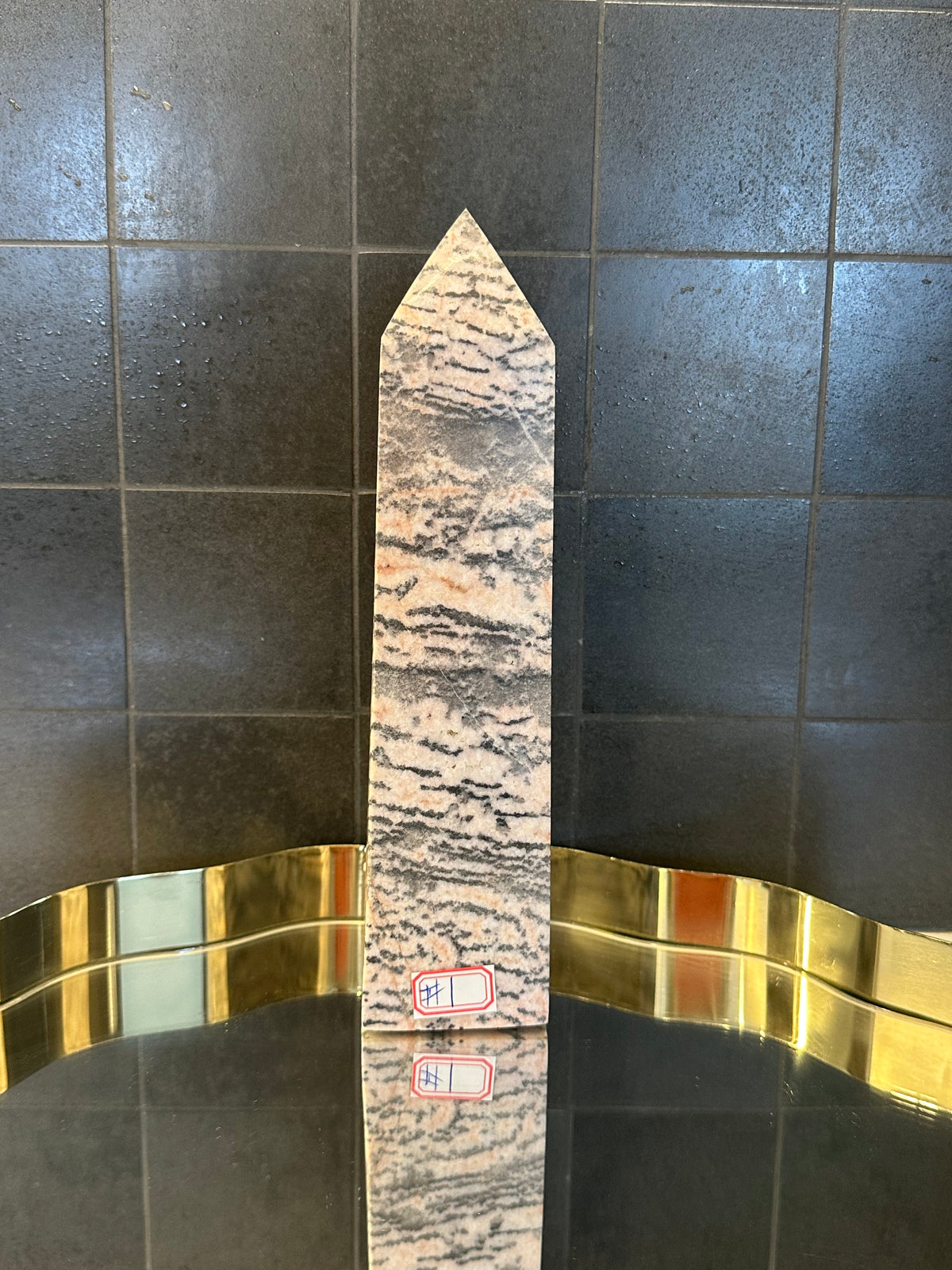 Pink Zebra Jasper Tower with Rose & Cream Banding | 999g 23cm Exact Piece #1