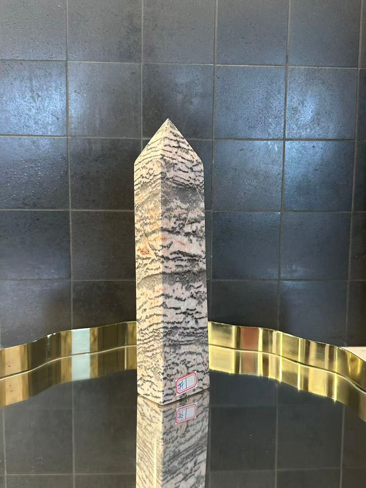 Pink Zebra Jasper Tower with Rose & Cream Banding | 999g 23cm Exact Piece #1