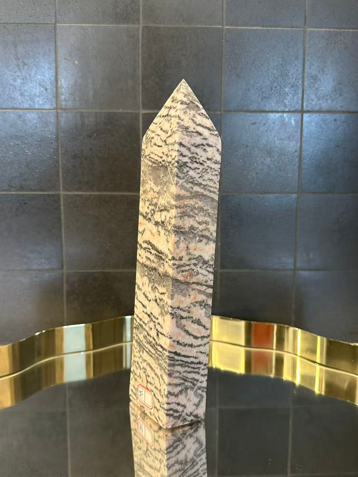 Pink Zebra Jasper Tower with Rose & Cream Banding | 999g 23cm Exact Piece #1