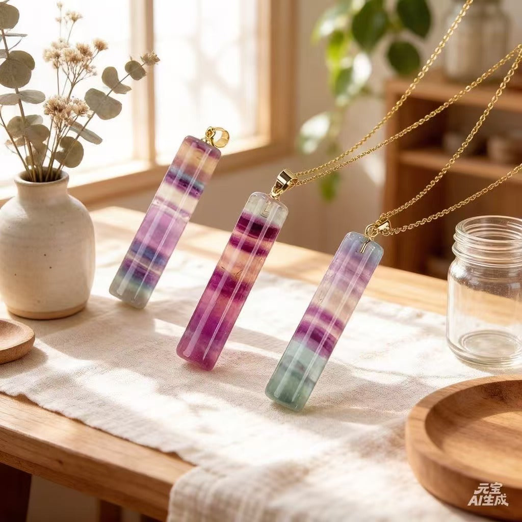 Rainbow Fluorite Bar Necklace | 14K Gold-Filled Chain