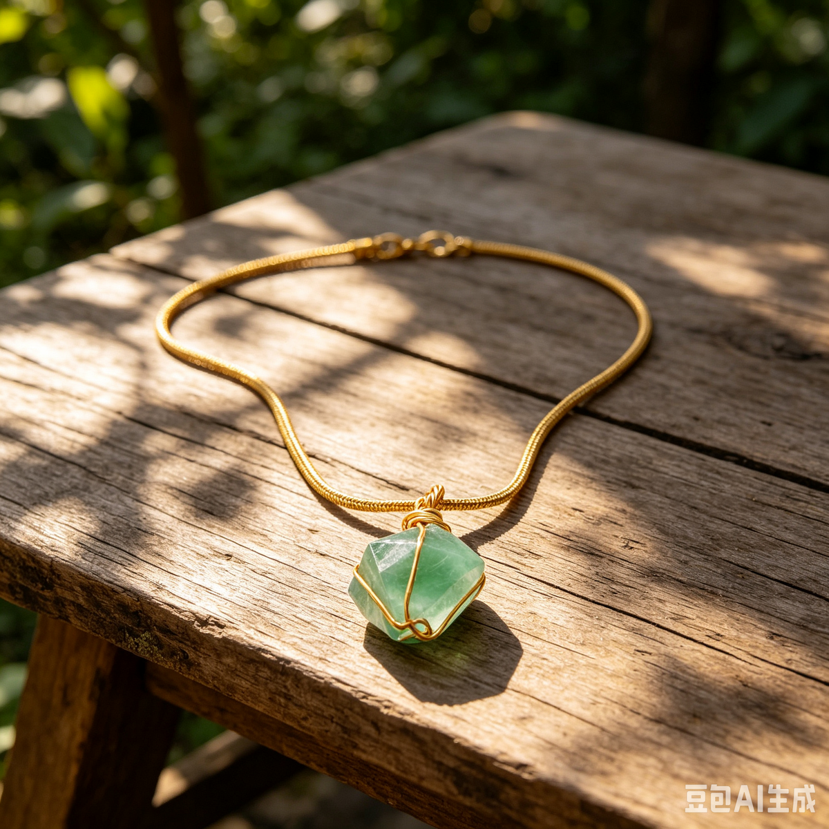Green Fluorite Cube Necklace | Natural 2cm Pendant