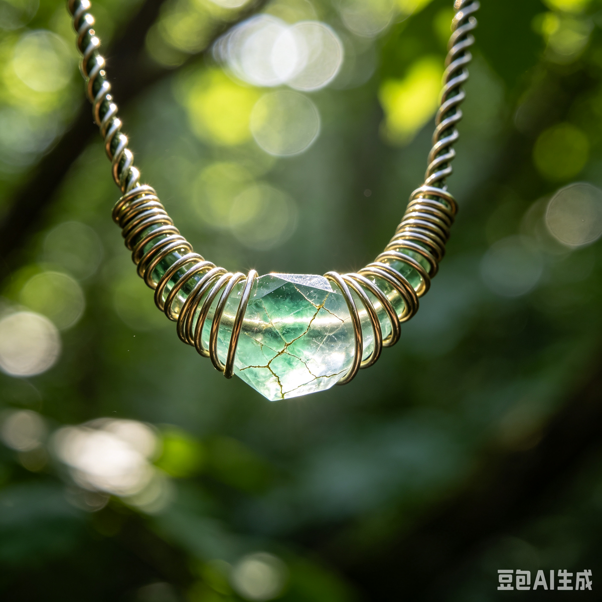 Green Fluorite Cube Necklace | Natural 2cm Pendant