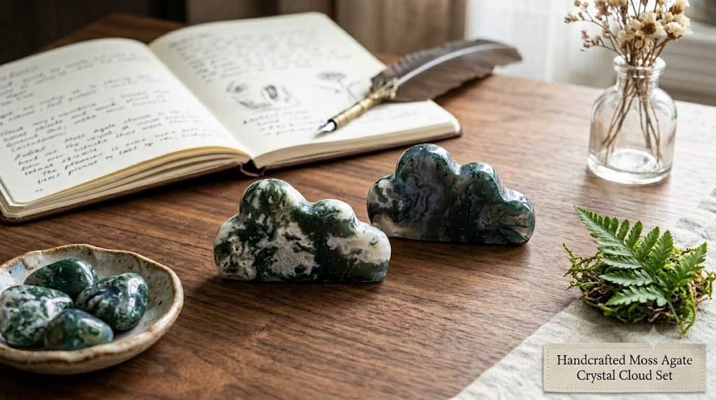 Moss Agate Cloud Carving | Natural Crystal 4–5cm