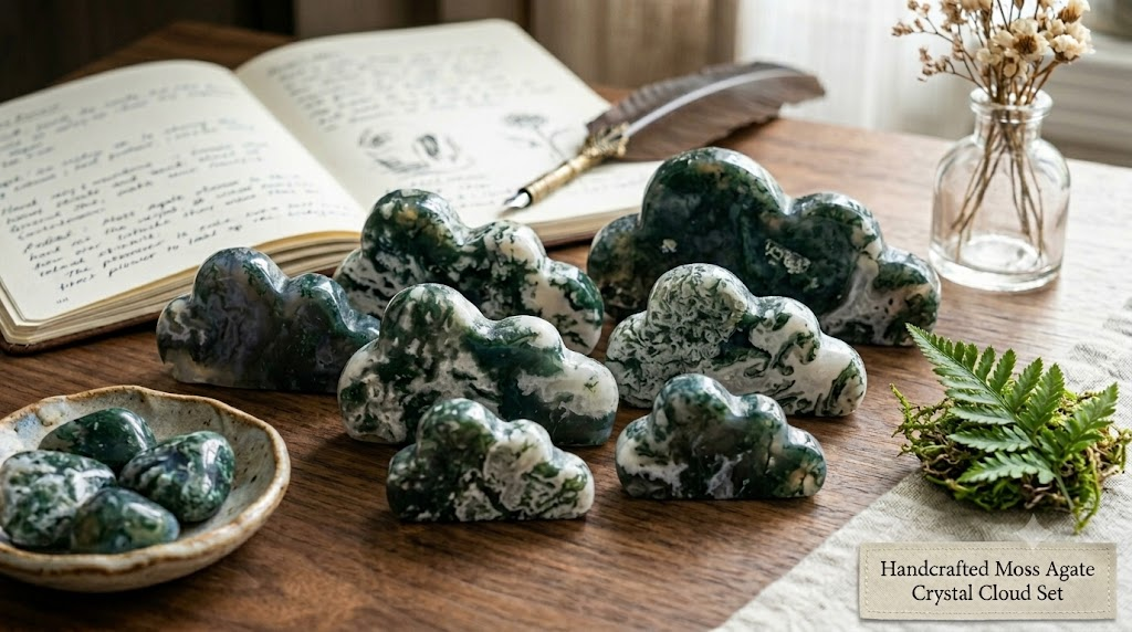 Moss Agate Cloud Carving | Natural Crystal 4–5cm
