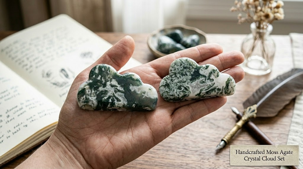 Moss Agate Cloud Carving | Natural Crystal 4–5cm