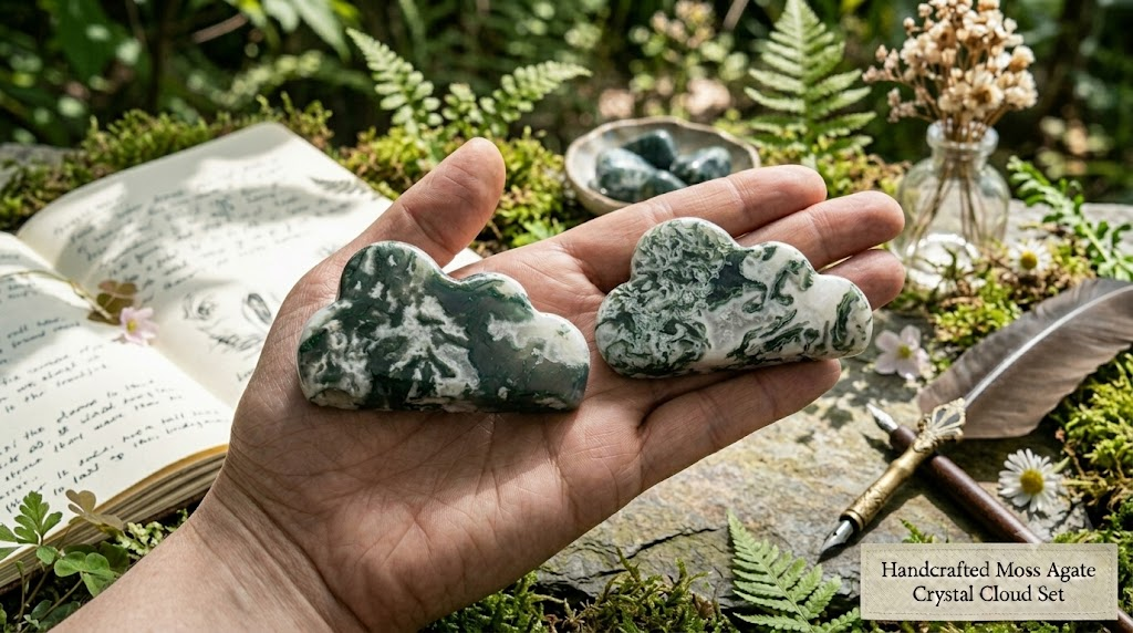 Moss Agate Cloud Carving | Natural Crystal 4–5cm