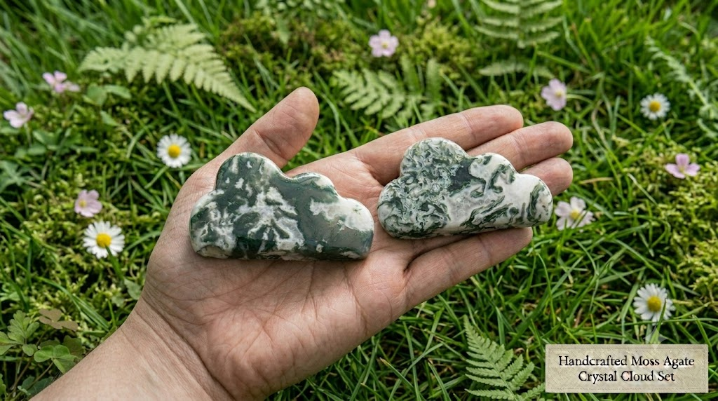 Moss Agate Cloud Carving | Natural Crystal 4–5cm