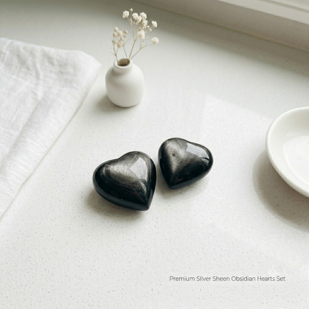 Silver Sheen Obsidian Heart | Polished Crystal 4–5cm