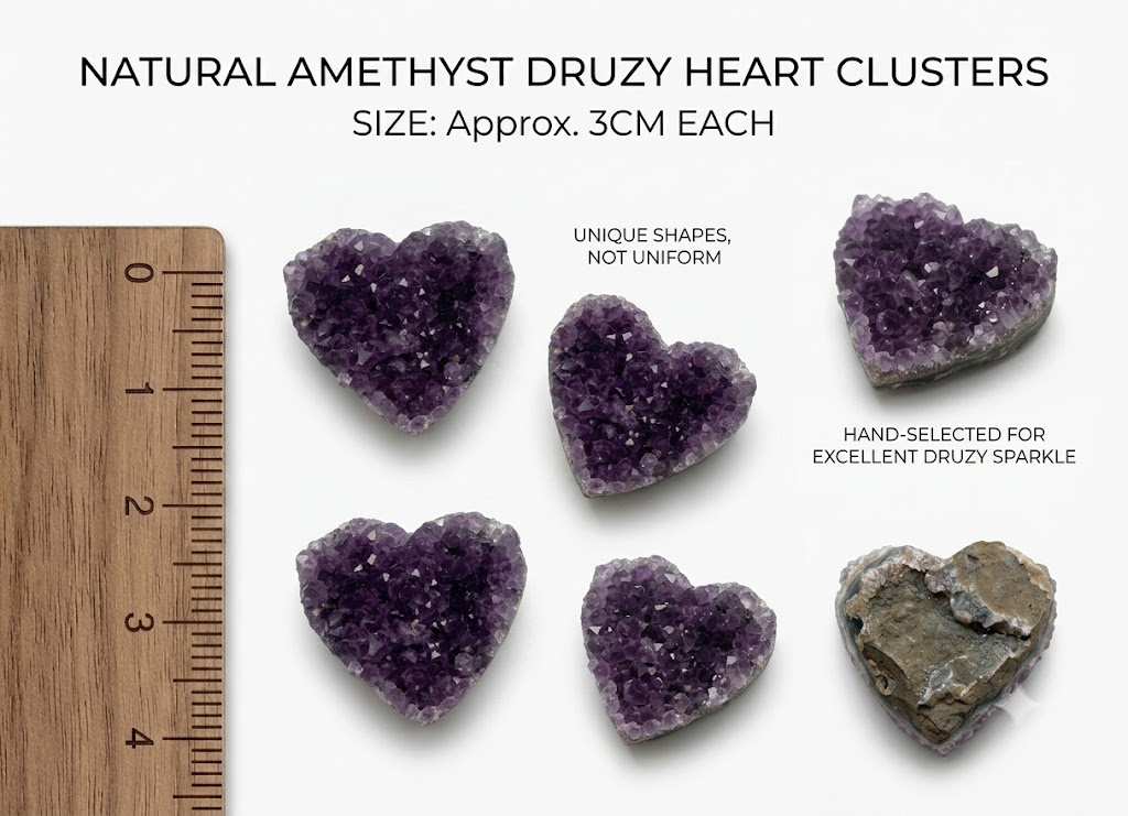 Amethyst Druzy Heart, Natural Purple Crystal Cluster 3cm – alternate view 5