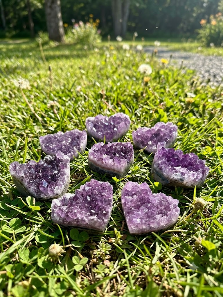 Amethyst Druzy Heart, Natural Purple Crystal Cluster 3cm – product overview