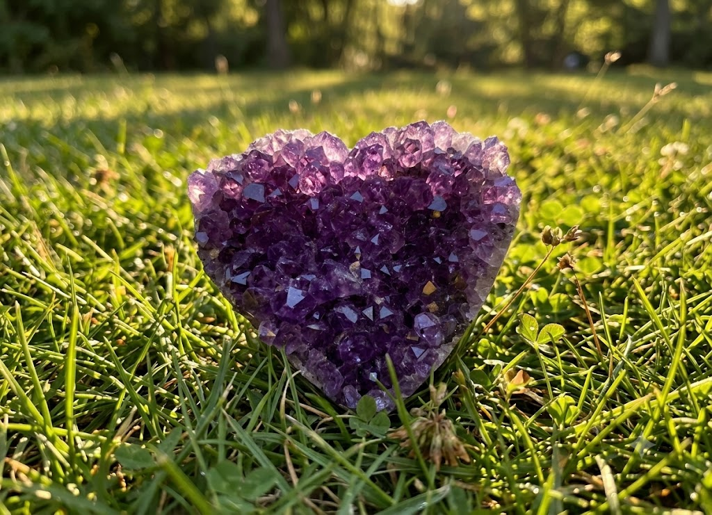 Amethyst Druzy Heart, Natural Purple Crystal Cluster 3cm – alternate view 3