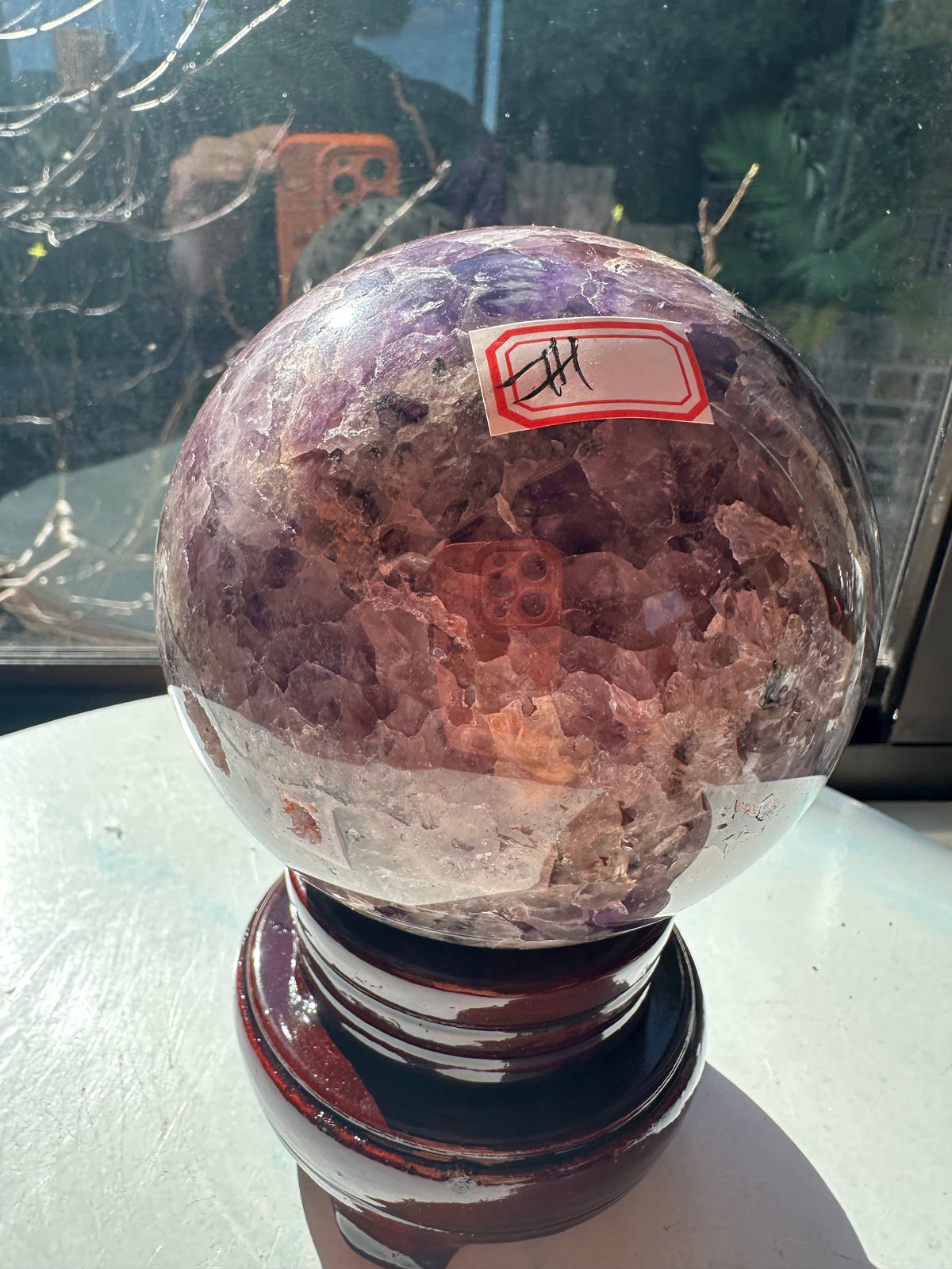 Dream Amethyst Sphere with Chevron Banding & Stand, 1.58kg 10.2cm Exact Piece #1 – alternate view 2