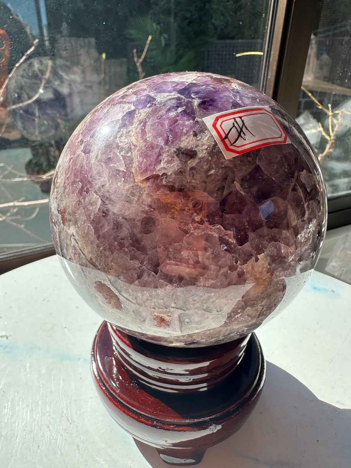 Dream Amethyst Sphere with Chevron Banding & Stand, 1.58kg 10.2cm Exact Piece #1 – alternate view 3