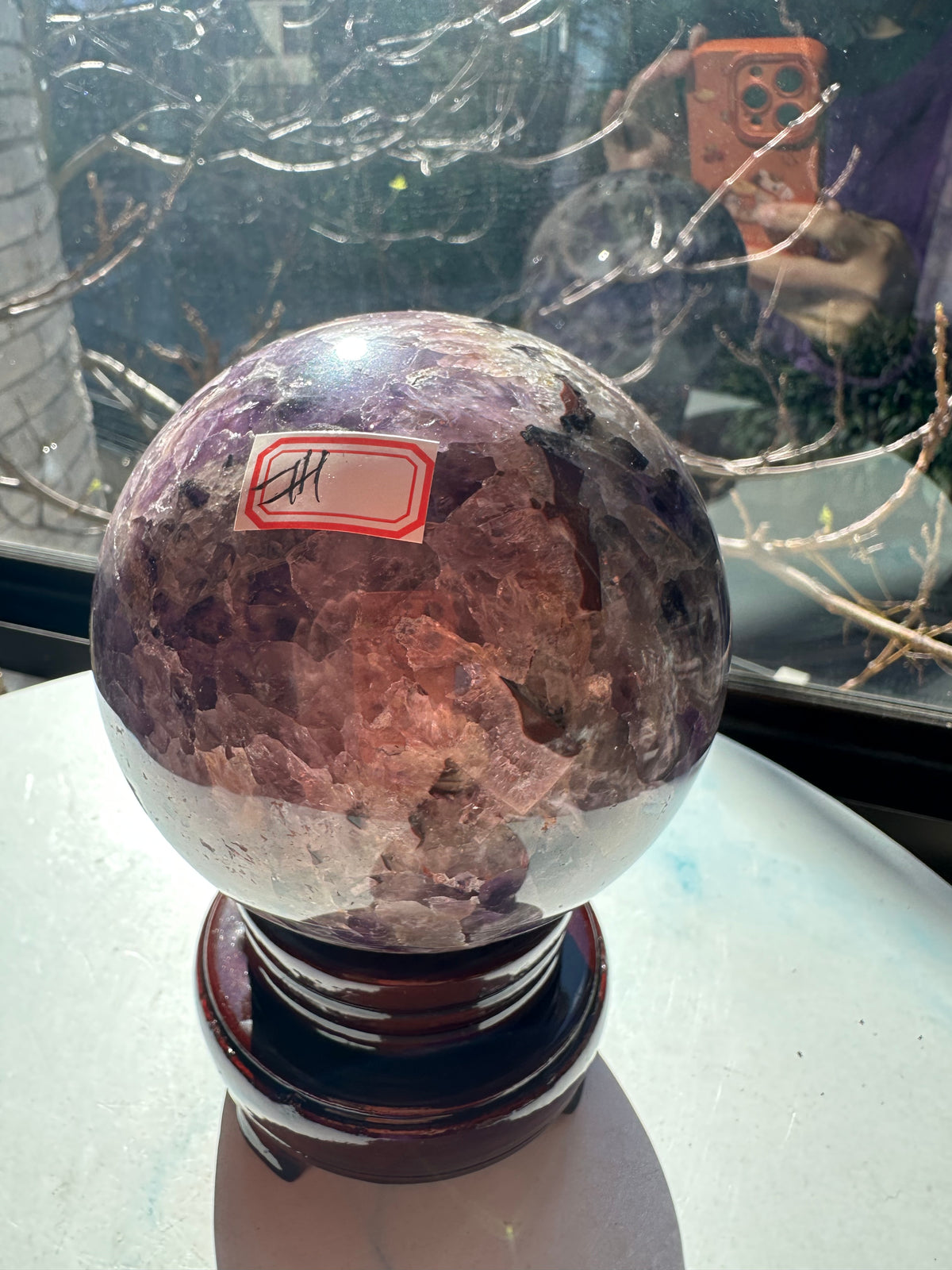 Dream Amethyst Sphere with Chevron Banding & Stand, 1.58kg 10.2cm Exact Piece #1 – alternate view 4
