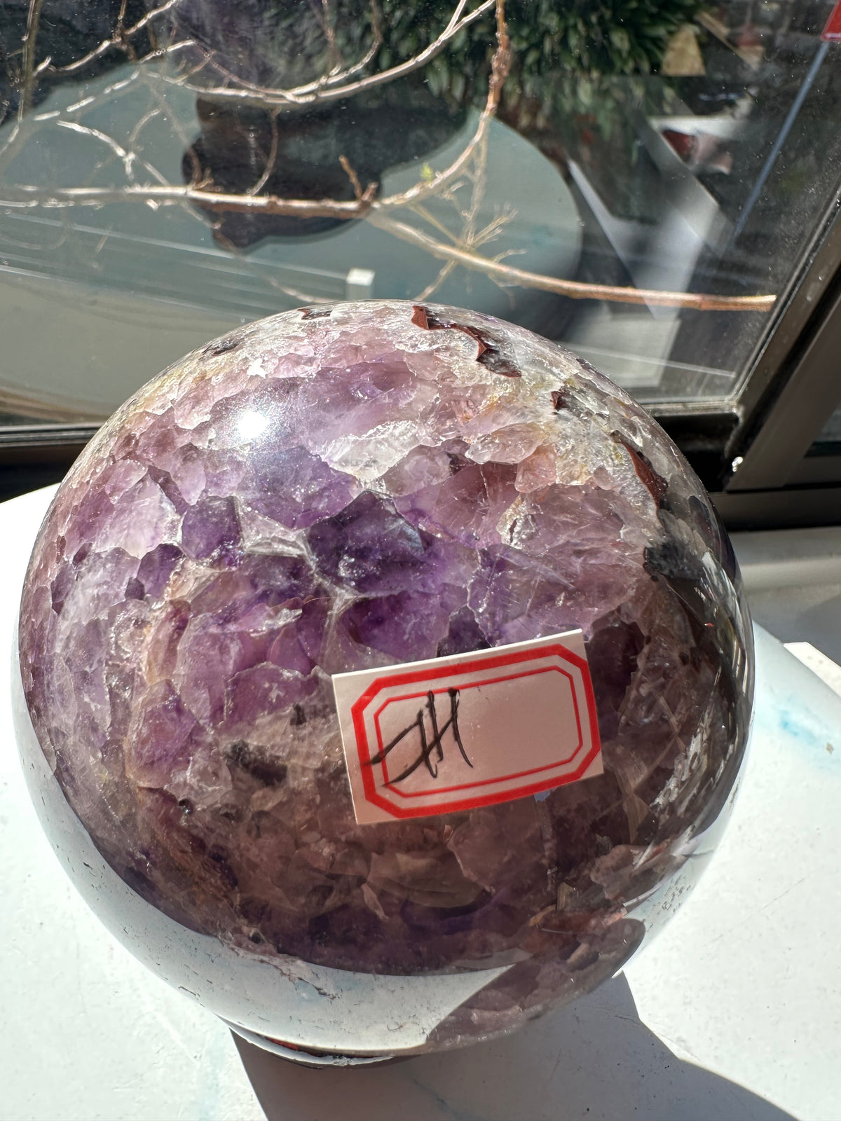Dream Amethyst Sphere with Chevron Banding & Stand, 1.58kg 10.2cm Exact Piece #1 – alternate view 5