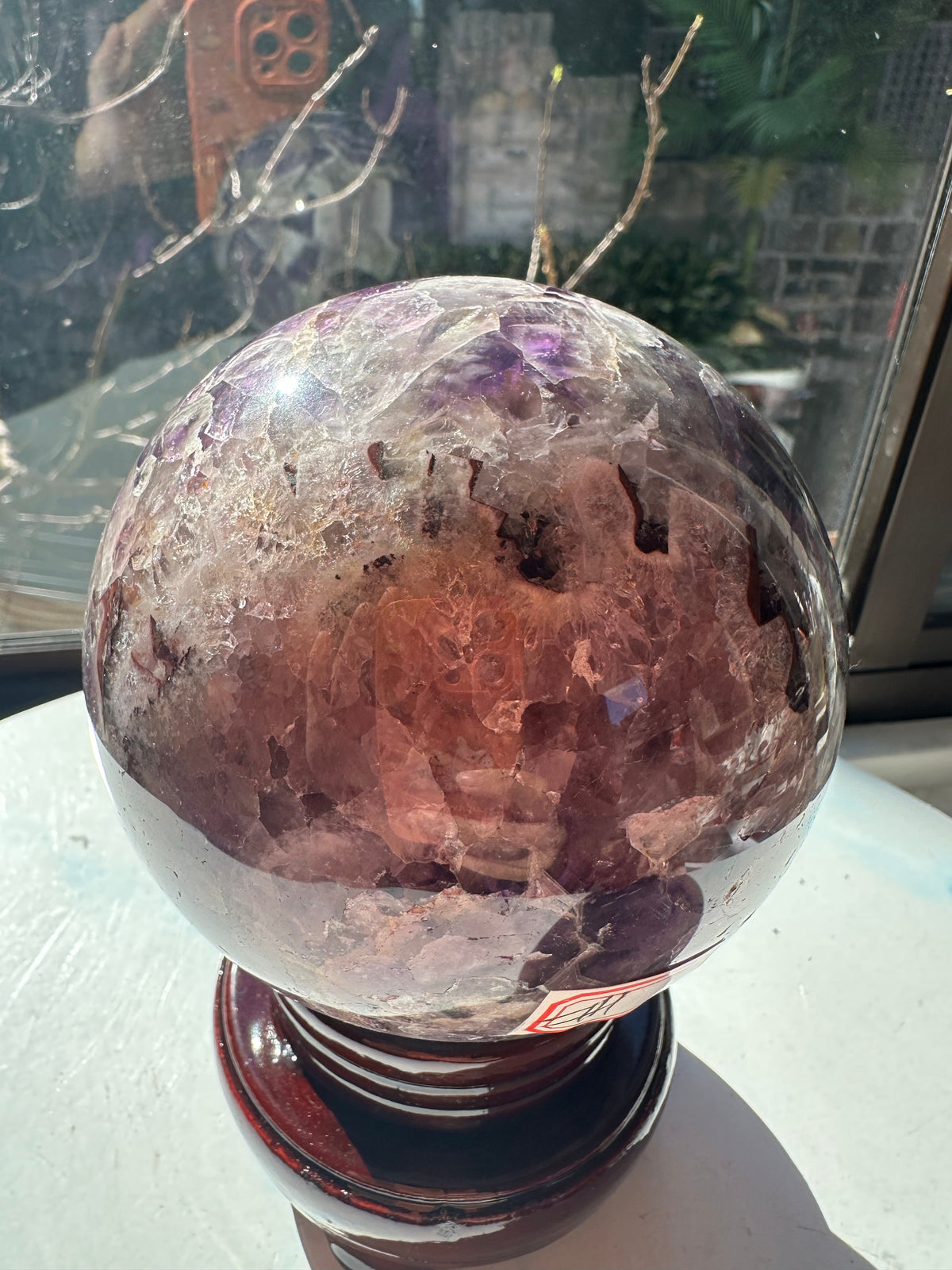 Dream Amethyst Sphere with Chevron Banding & Stand, 1.58kg 10.2cm Exact Piece #1 – alternate view 7