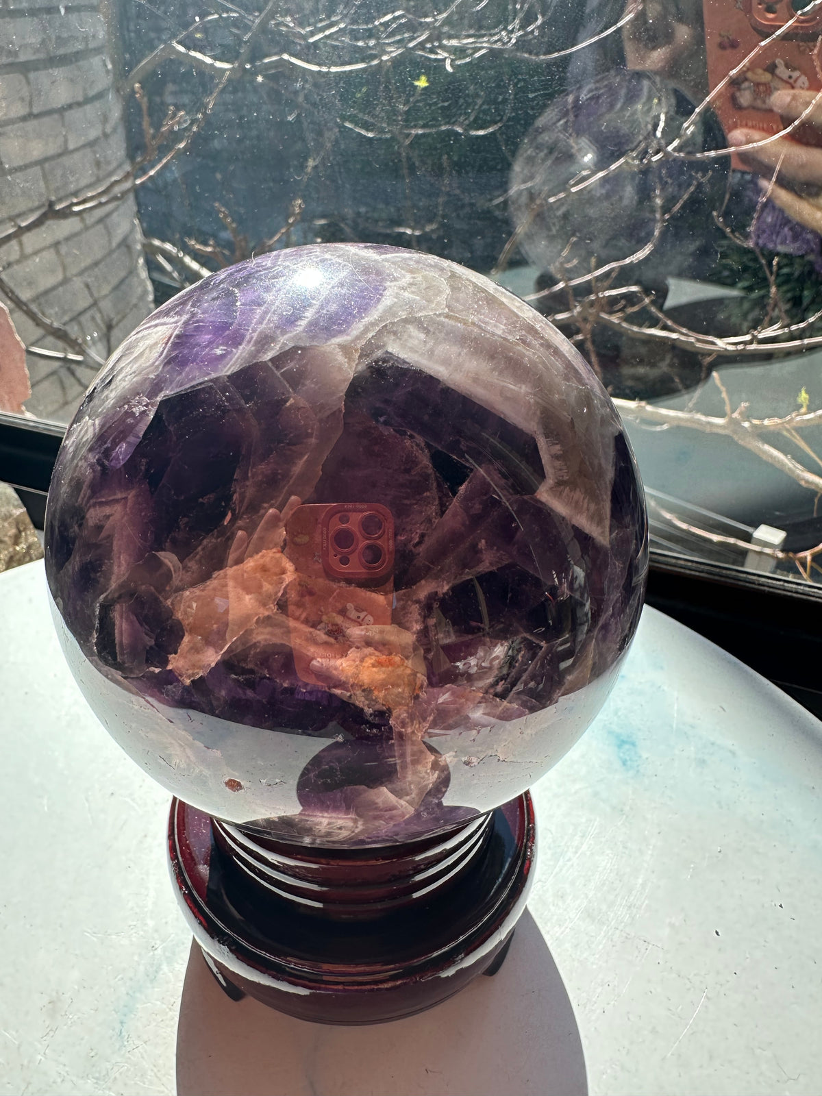 Dream Amethyst Sphere with Chevron Banding & Stand, 1.58kg 10.2cm Exact Piece #1 – alternate view 8