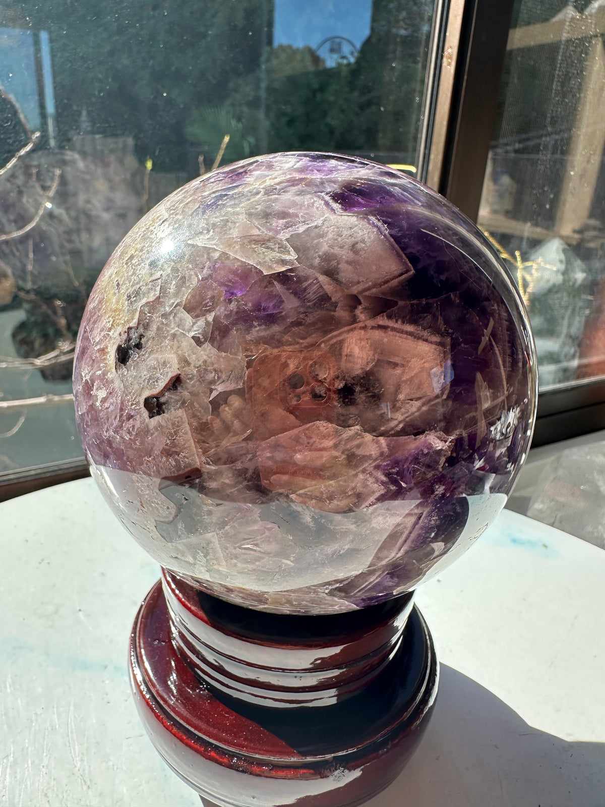 Dream Amethyst Sphere with Chevron Banding & Stand, 1.58kg 10.2cm Exact Piece #1 – alternate view 13