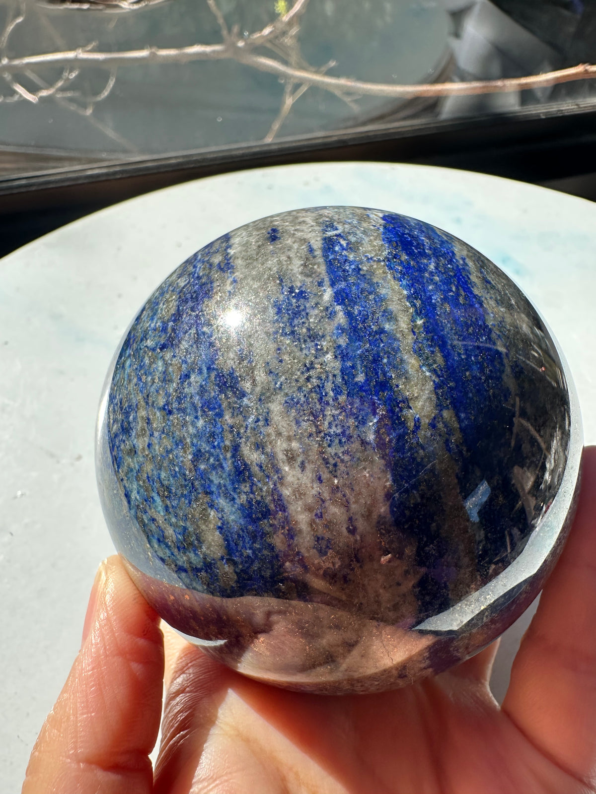 Lapis Lazuli Sphere with Golden Pyrite | 798g 7.9cm Exact Piece #1