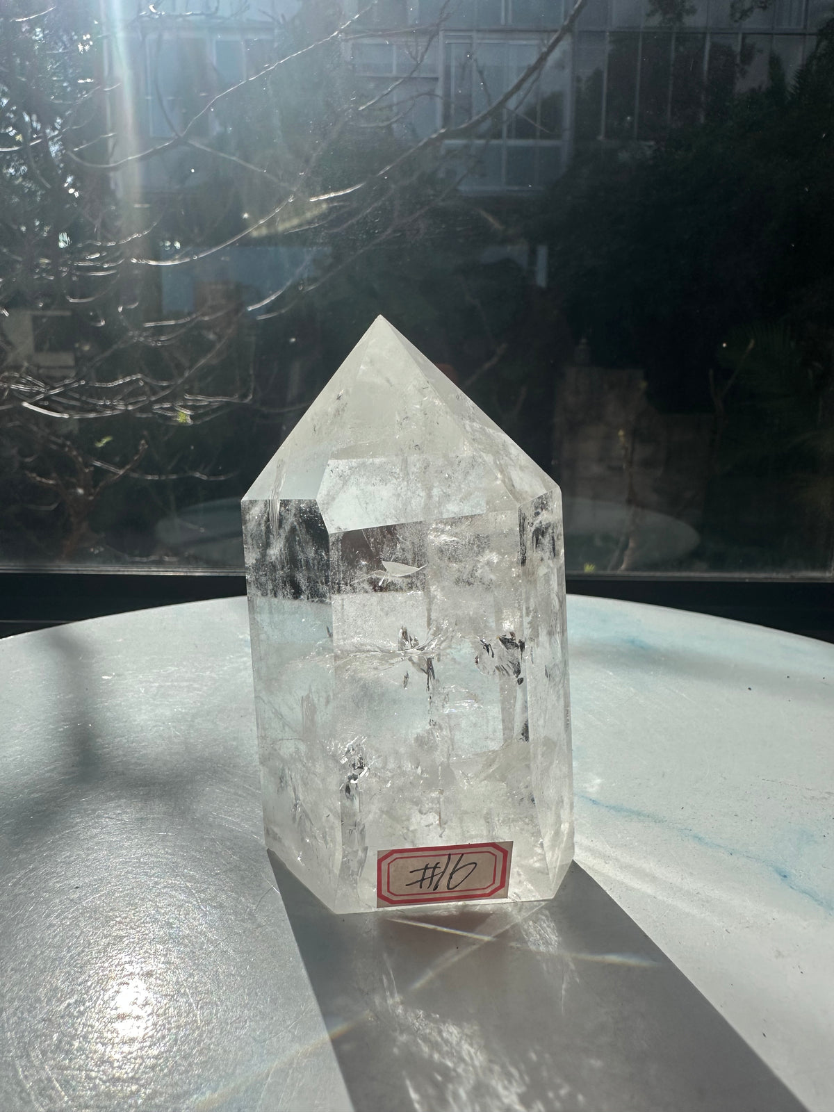 Brazilian Clear Quartz Tower with Clear-to-Cloudy Veils | 412g 9.9cm Exact Piece #16