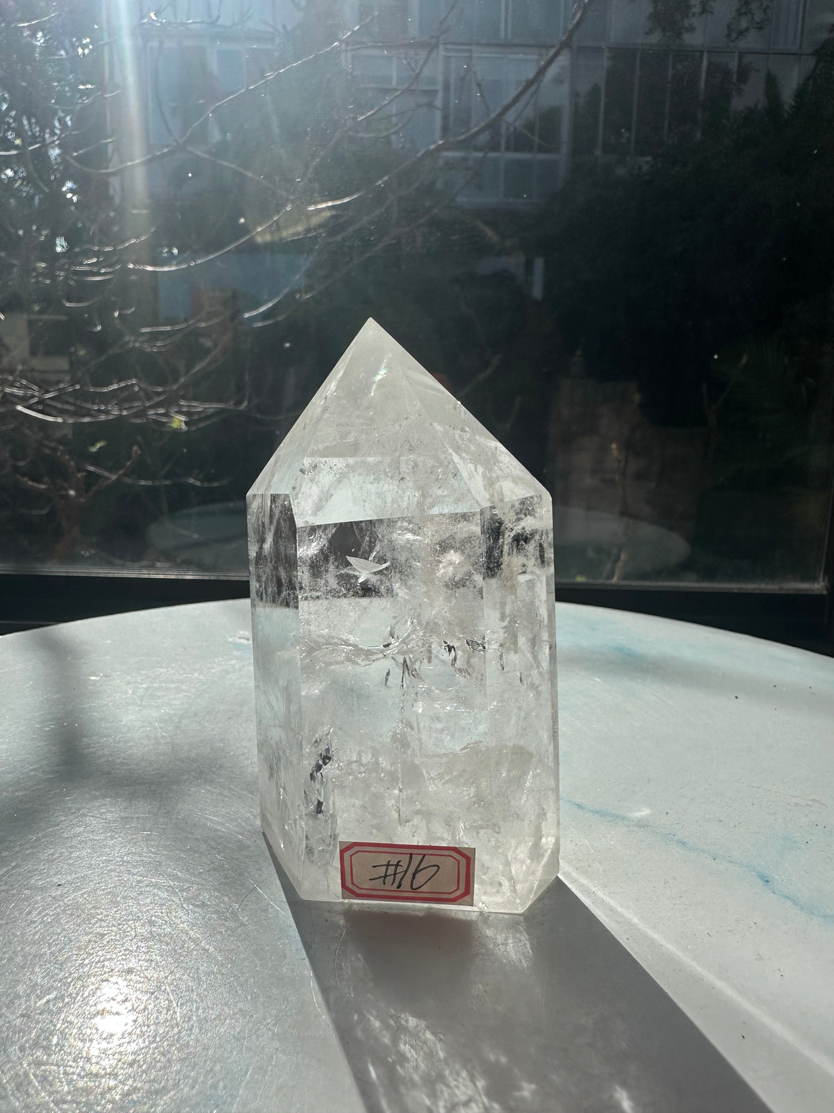 Brazilian Clear Quartz Tower with Clear-to-Cloudy Veils | 412g 9.9cm Exact Piece #16