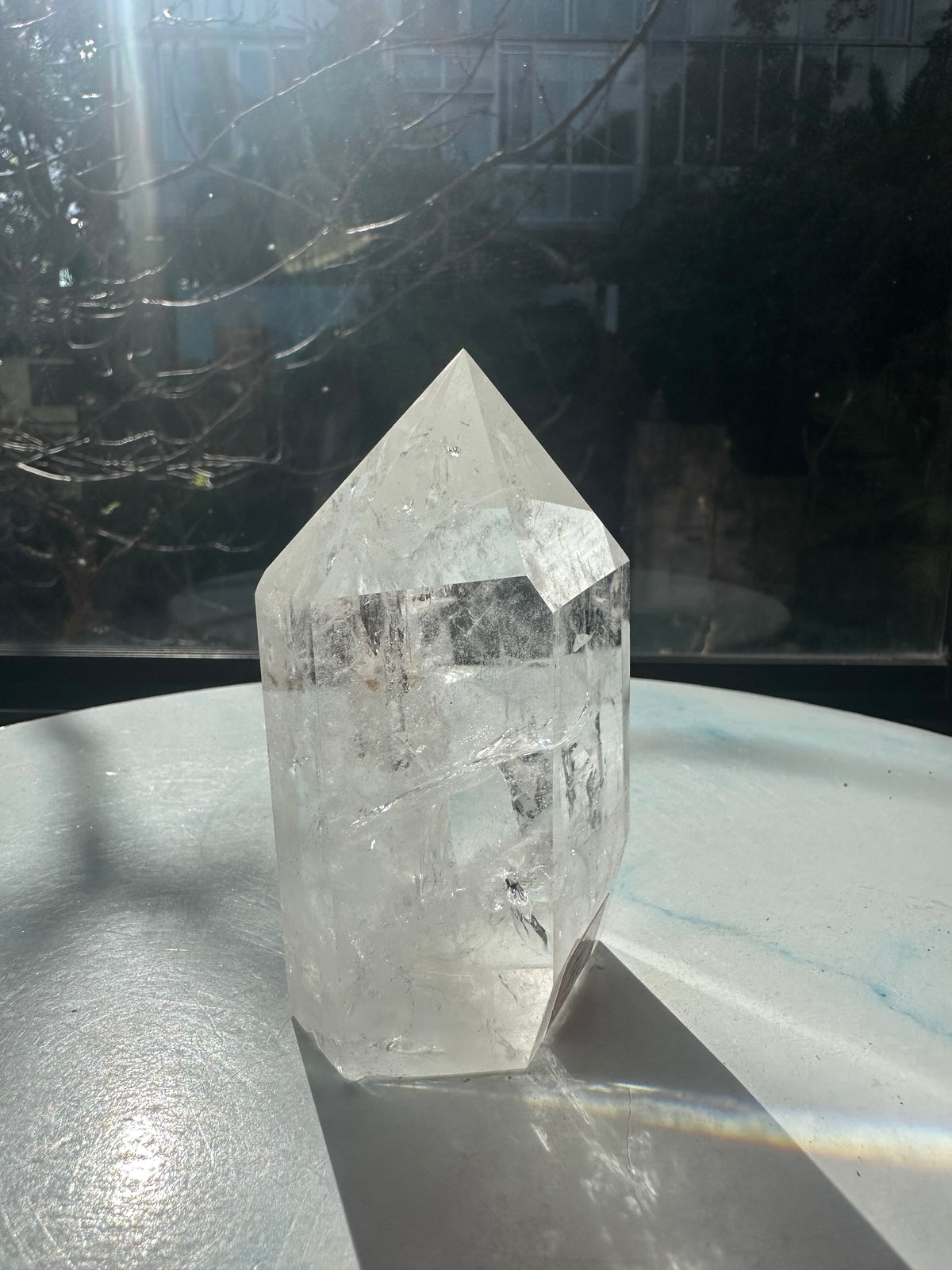 Brazilian Clear Quartz Tower with Clear-to-Cloudy Veils | 412g 9.9cm Exact Piece #16