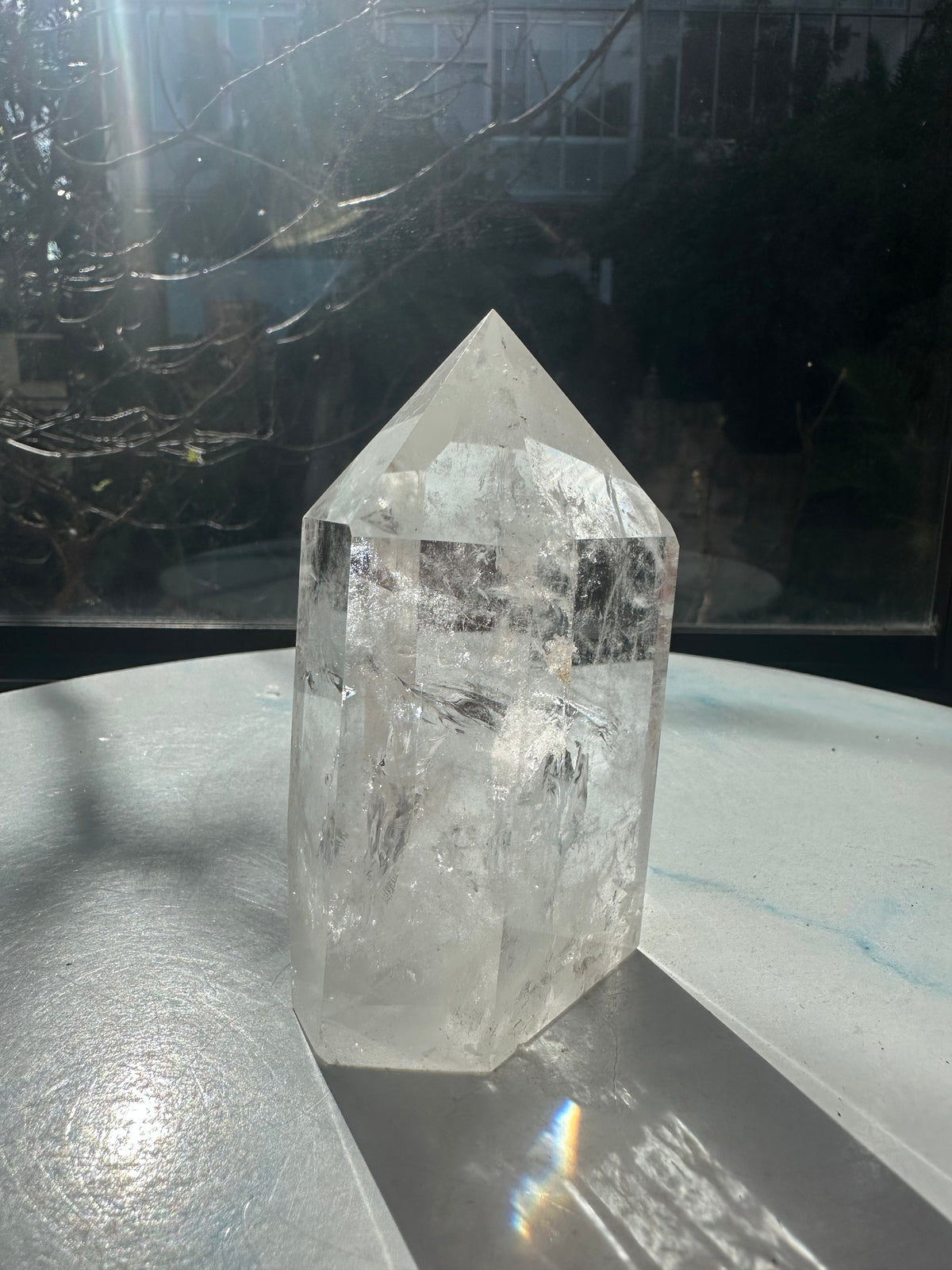 Brazilian Clear Quartz Tower with Clear-to-Cloudy Veils | 412g 9.9cm Exact Piece #16