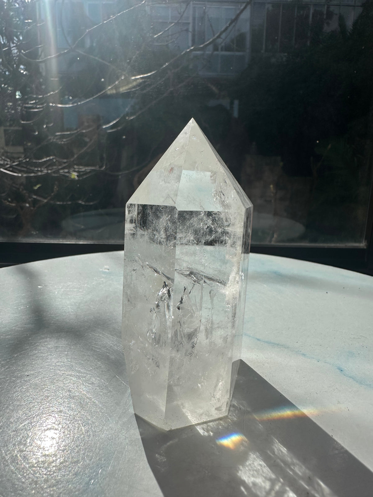 Brazilian Clear Quartz Tower with Clear-to-Cloudy Veils | 412g 9.9cm Exact Piece #16