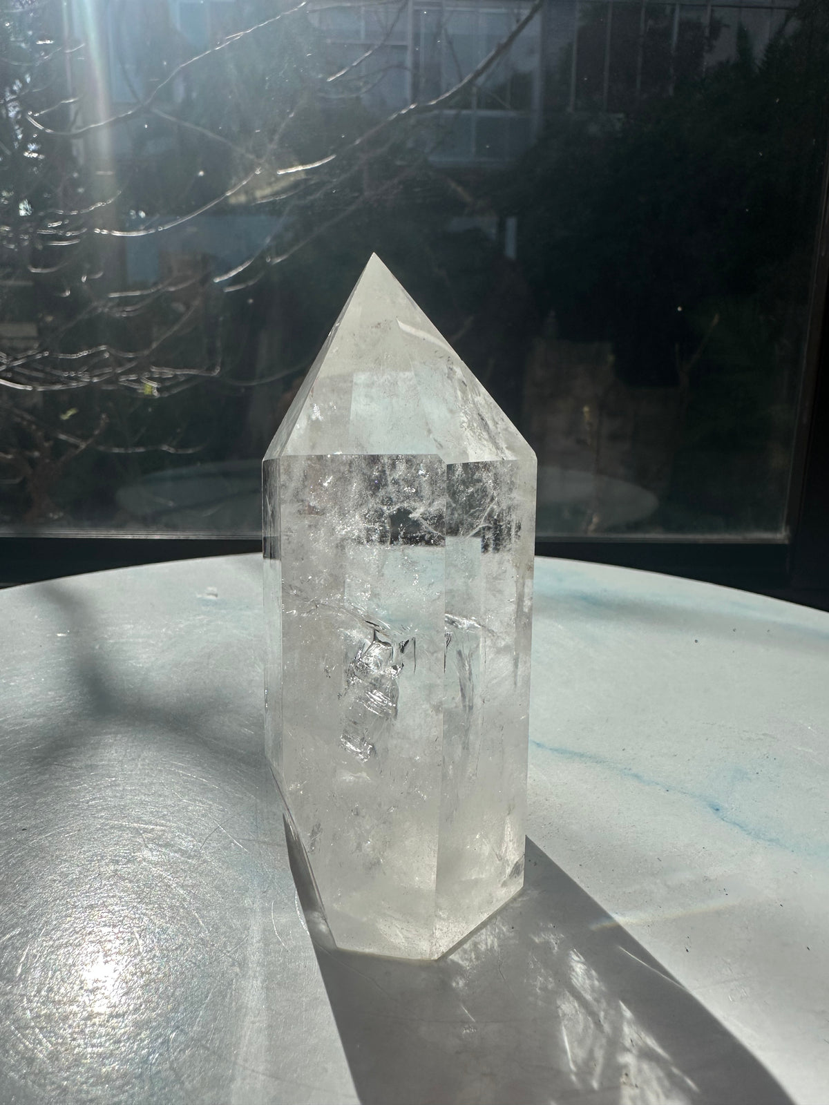 Brazilian Clear Quartz Tower with Clear-to-Cloudy Veils | 412g 9.9cm Exact Piece #16