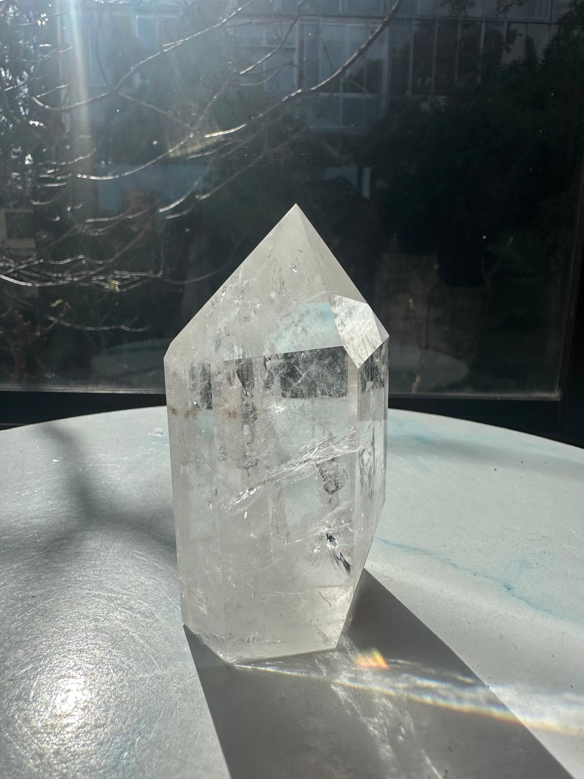 Brazilian Clear Quartz Tower with Clear-to-Cloudy Veils | 412g 9.9cm Exact Piece #16