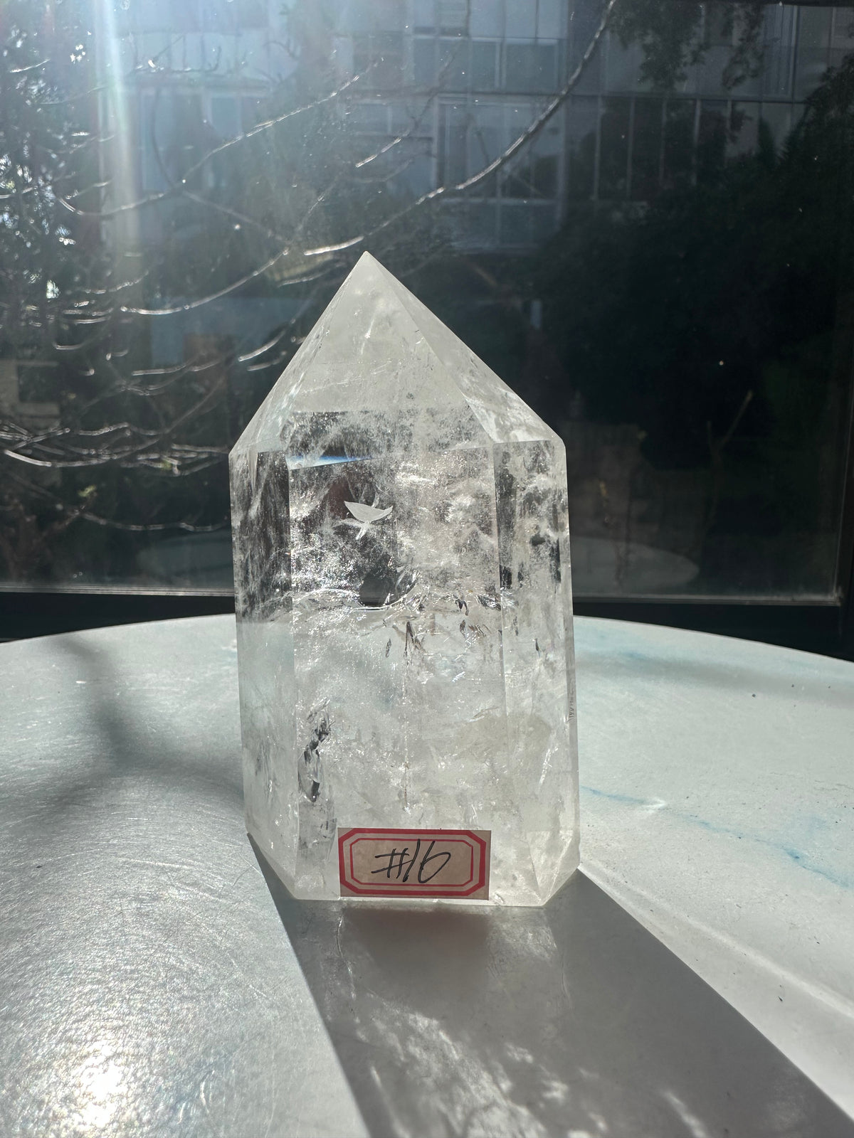 Brazilian Clear Quartz Tower with Clear-to-Cloudy Veils | 412g 9.9cm Exact Piece #16